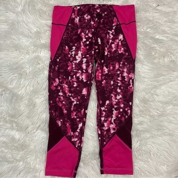 Zella Hot Pink Mesh High Waisted Cropped Leggings - Picture 3 of 6
